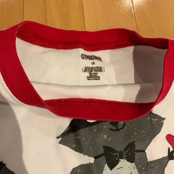 💥2/$30 Gymboree Valentine Raccoon Bandit Long Sleeve Pajama set - size 12 - Picture 4 of 16